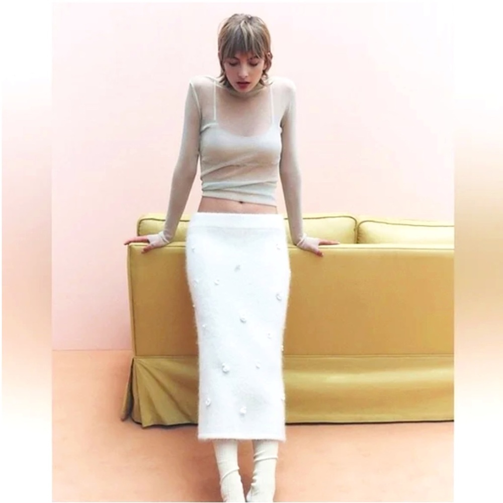 ZARA SEQUIN ALPACA BLEND KNIT SKIRT NWT